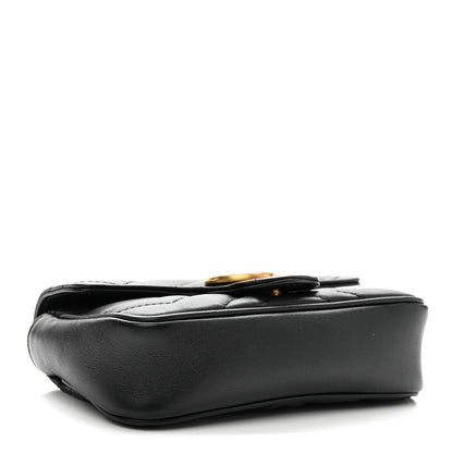 Calfskin Matelasse Super Mini GG Marmont Shoulder Bag Black
