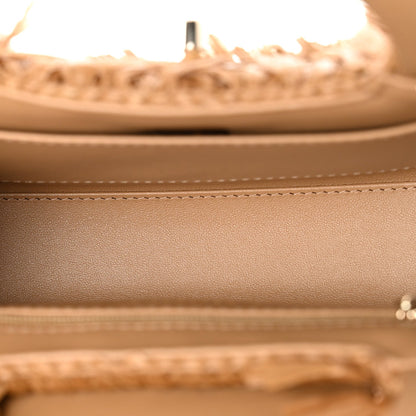 Raffia Fringe Nano Kelly Shopper Dark Beige