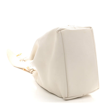 Calfskin Zip Bucket Bag White