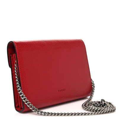 Calfskin Mini Dionysus Chain Wallet Hibiscus Red