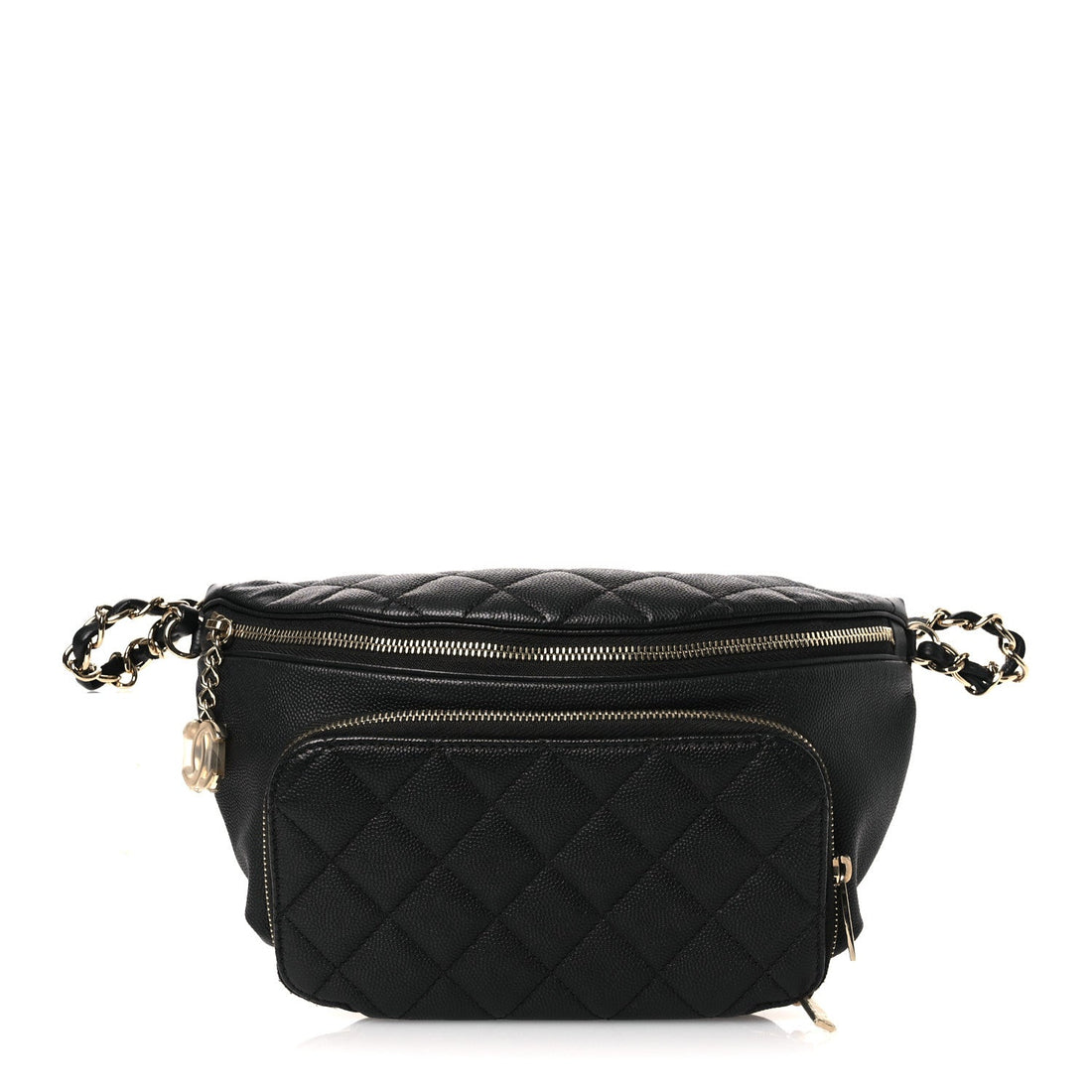 Caviar Quilted Business Affinity Waist Belt Bag Black