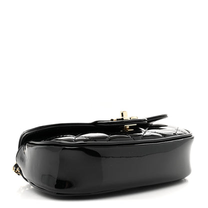 Patent Calfskin Quilted Mini Clutch Black