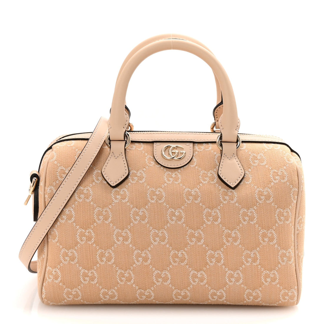 Summer Denim Calfskin GG Monogram Small Ophidia Top Handle Bag Souffle Rose
