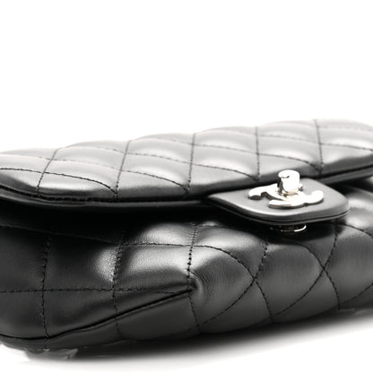 Calfskin Quilted CC Uniform Flap Belt Bag Black