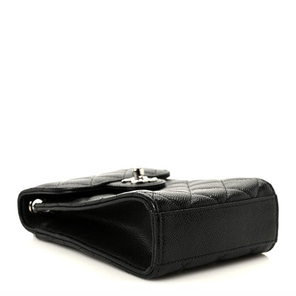 Caviar Quilted Classic Phone Holder Black