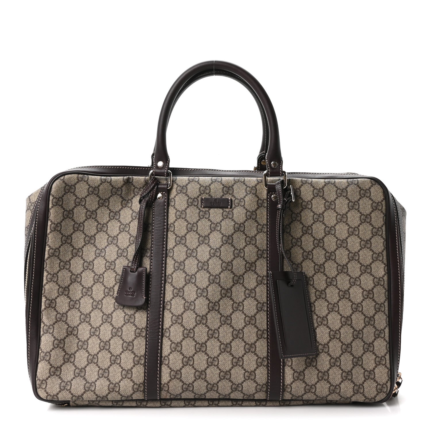 GG Supreme Monogram Medium Double Handle Briefcase Dark Brown