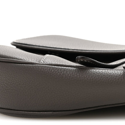 Grained Calfskin Mens Saddle Bag Ebony