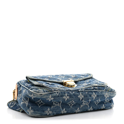 Monogram Denim Bum Bag Blue Blue