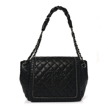 Calfskin Quilted Istanbul Accordion Flap Black