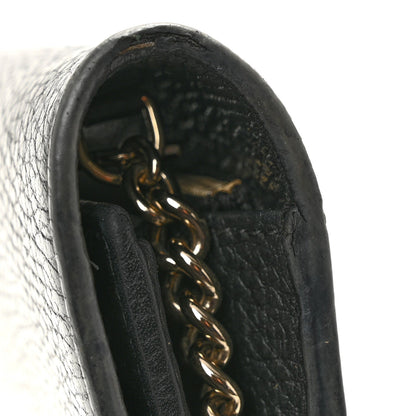 Dollar Calfskin Interlocking G Chain Wallet Black