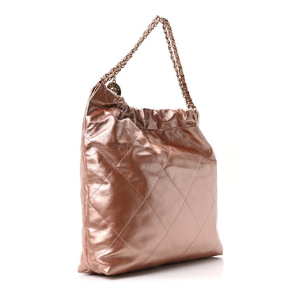 Metallic Calfskin Quilted Chanel 22 Copper