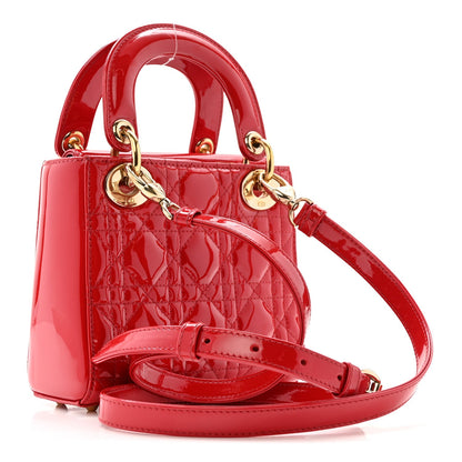 Patent Cannage Mini Lady Dior Red