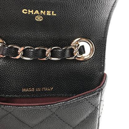 Caviar Quilted Mini Chain Belt Bag Black