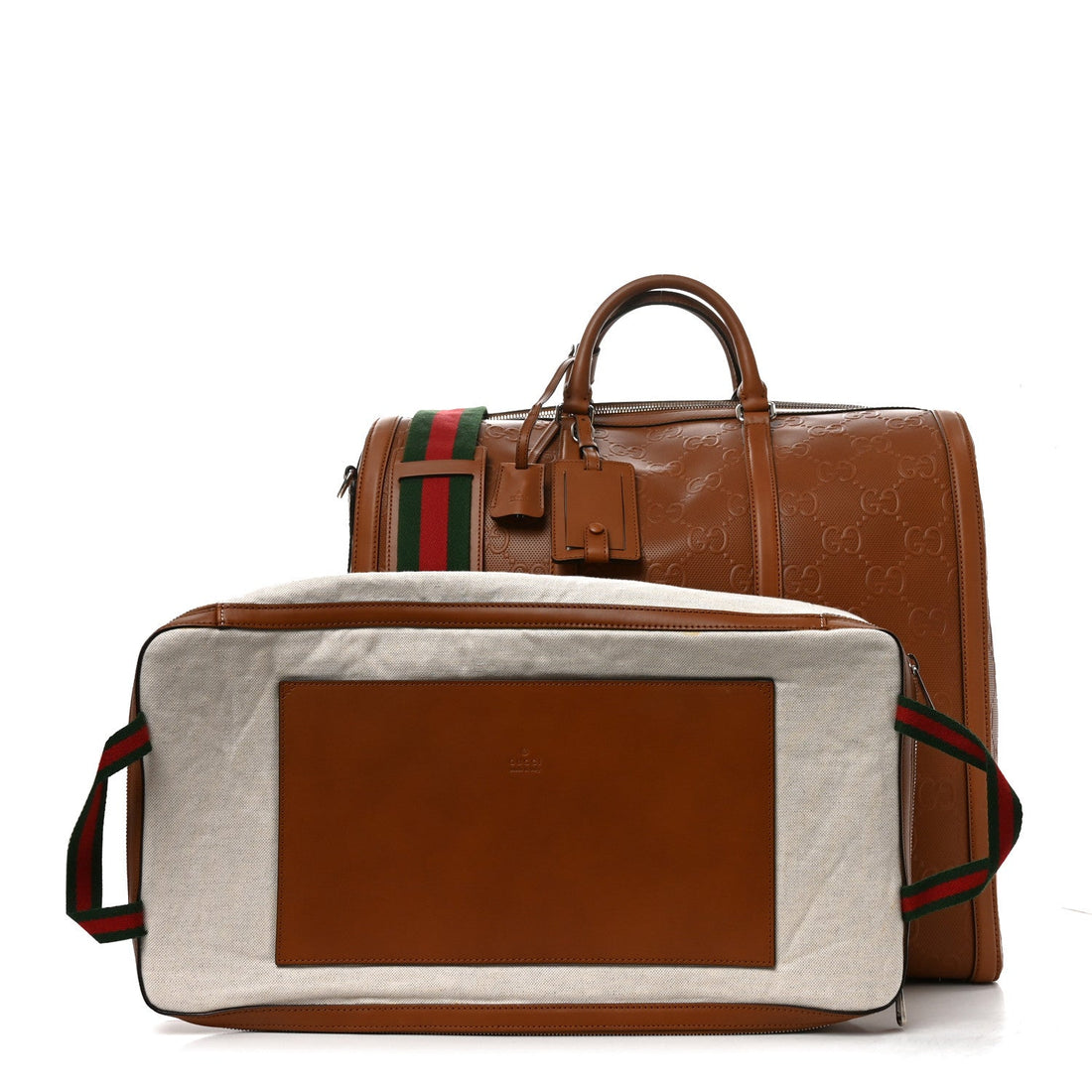 Calfskin GG Tennis Embossed  Duffle Bag Brown