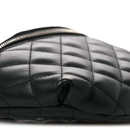 Calfskin Quilted Uniform Waist Belt Bag Black