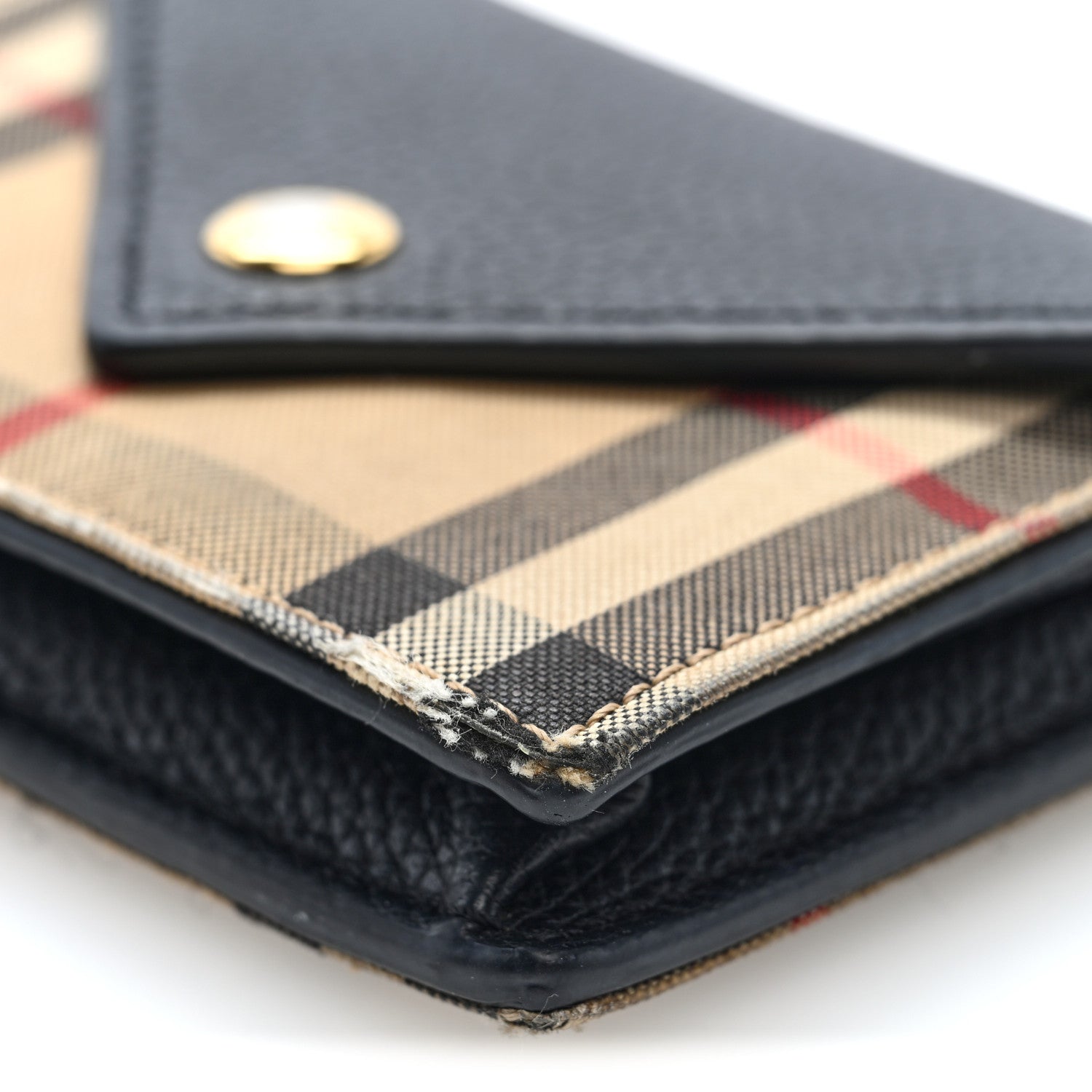 Grainy Calfskin Vintage Check Jade Card Case On Chain Black