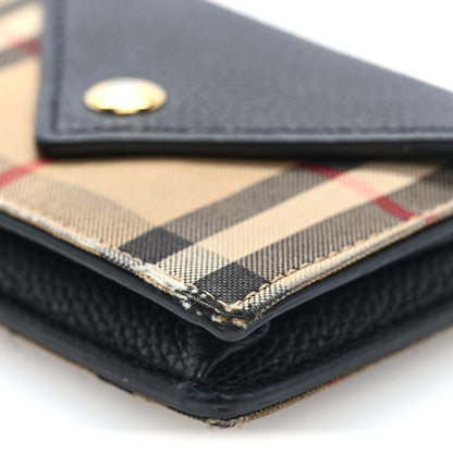 Grainy Calfskin Vintage Check Jade Card Case On Chain Black