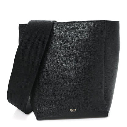 Soft Grained Calfskin Small Sangle Bucket Bag Black