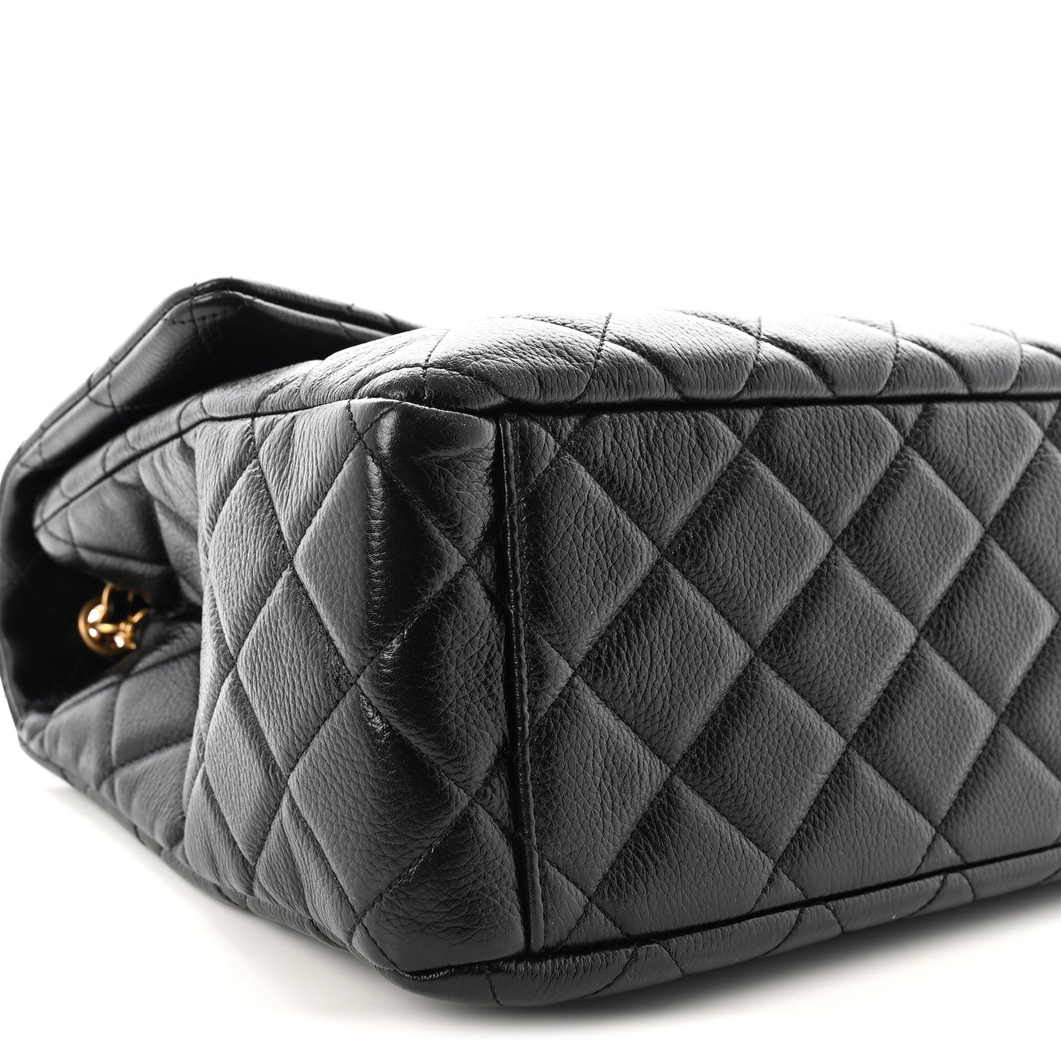 Calfskin Quilted XXL Travel Flap Bag Black