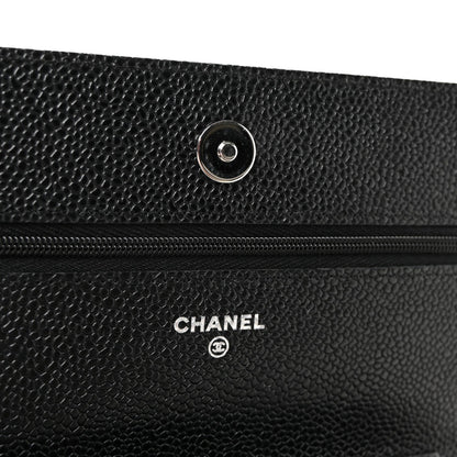 Caviar Quilted Wallet on Chain WOC Black