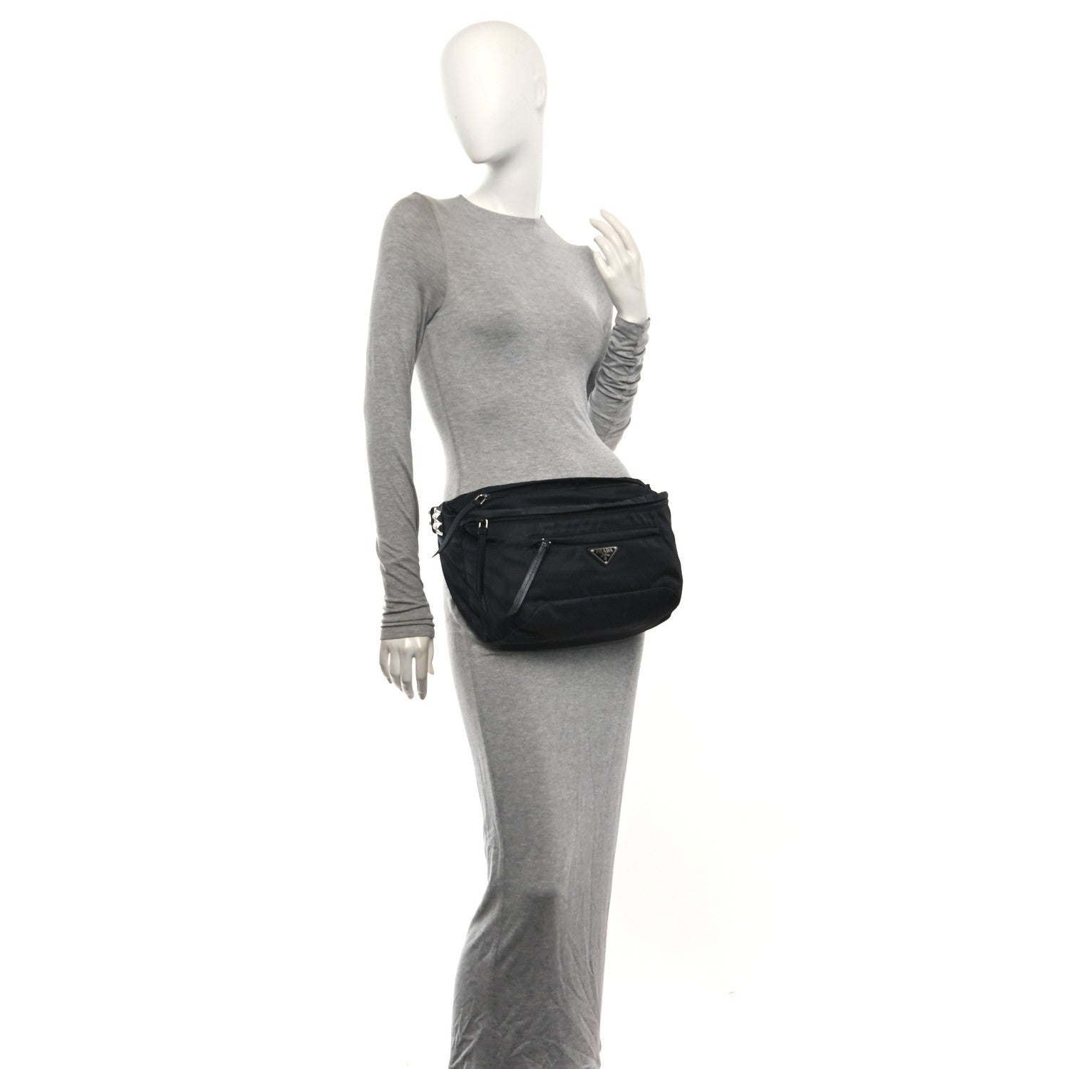 Tessuto Nylon Studded Belt Bag Black