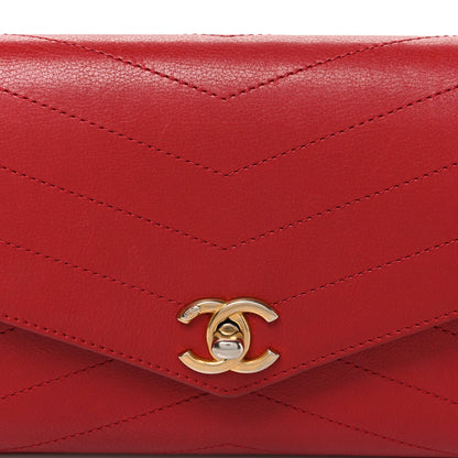 Calfskin Chevron Stitched Coco Waist Bag Red