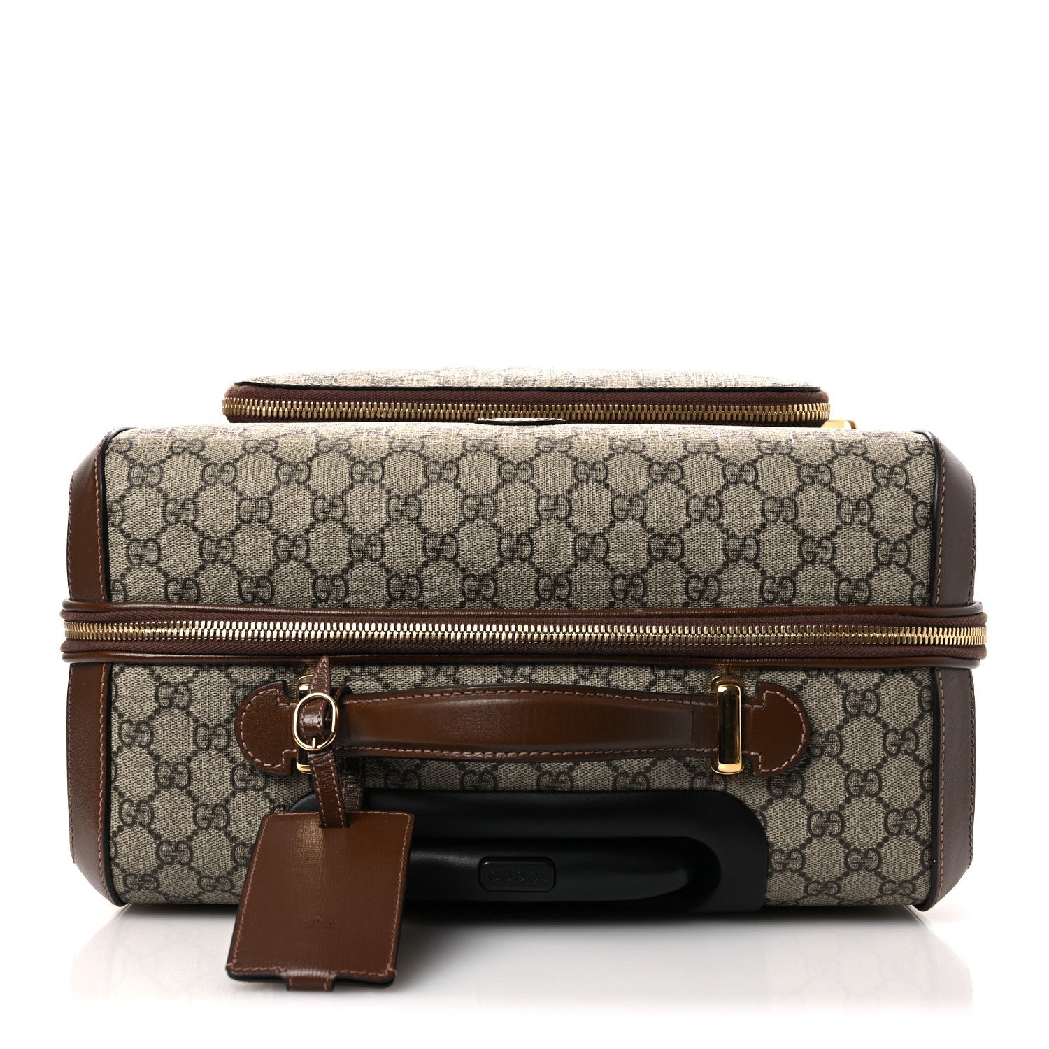 GG Supreme Monogram Azalea Calfskin Retro Interlocking G Small Savoy Cabin Trolley Beige Ebony Brown Sugar