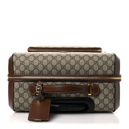 GG Supreme Monogram Azalea Calfskin Retro Interlocking G Small Savoy Cabin Trolley Beige Ebony Brown Sugar