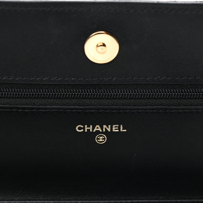 Lambskin Quilted Wallet On Chain WOC Black