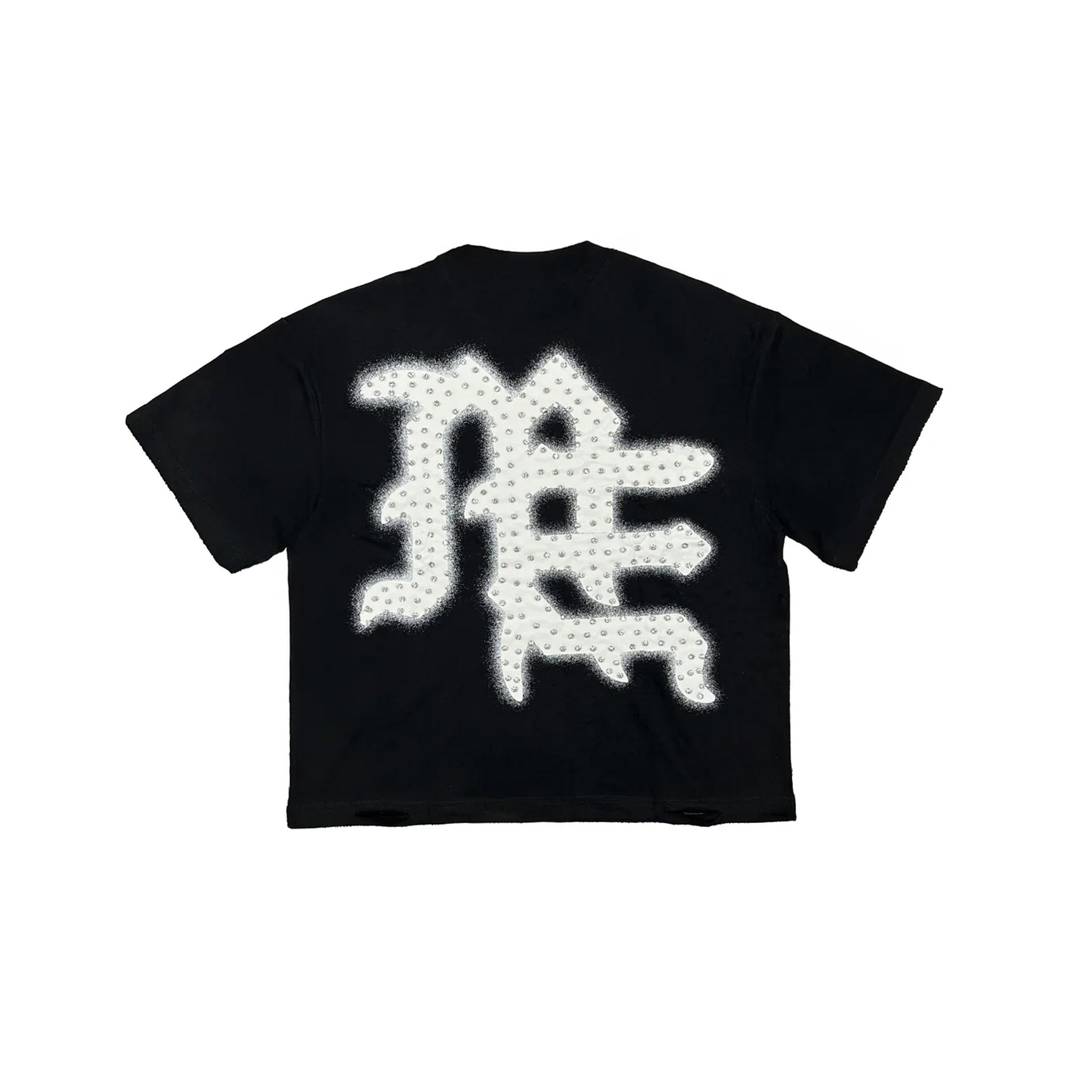Mixed Emotions End Rhinestone Tee Black