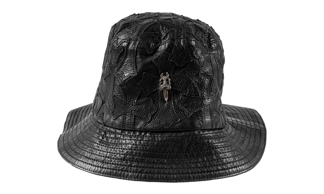Cross Leather Patch Bucket Hat "Black" CHRM1406