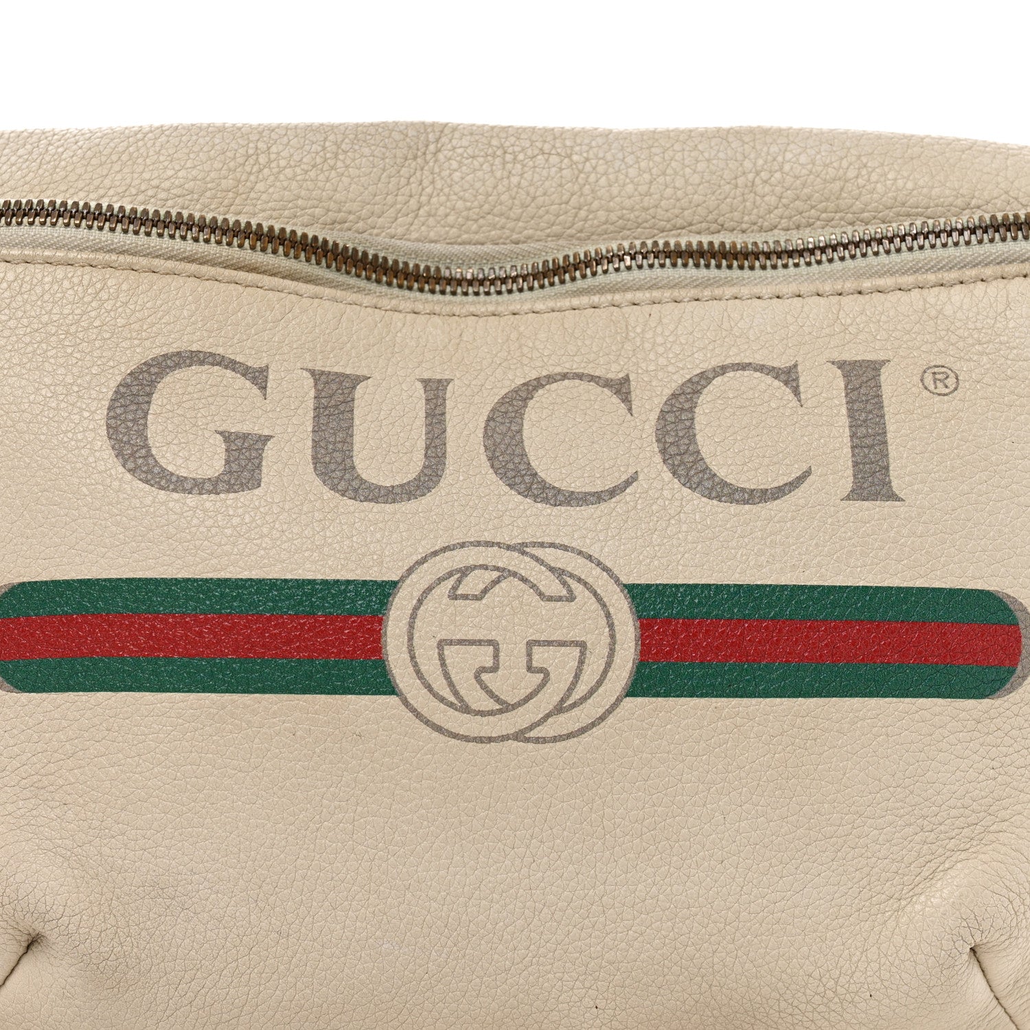 Grained Calfskin Logo Belt Bag White