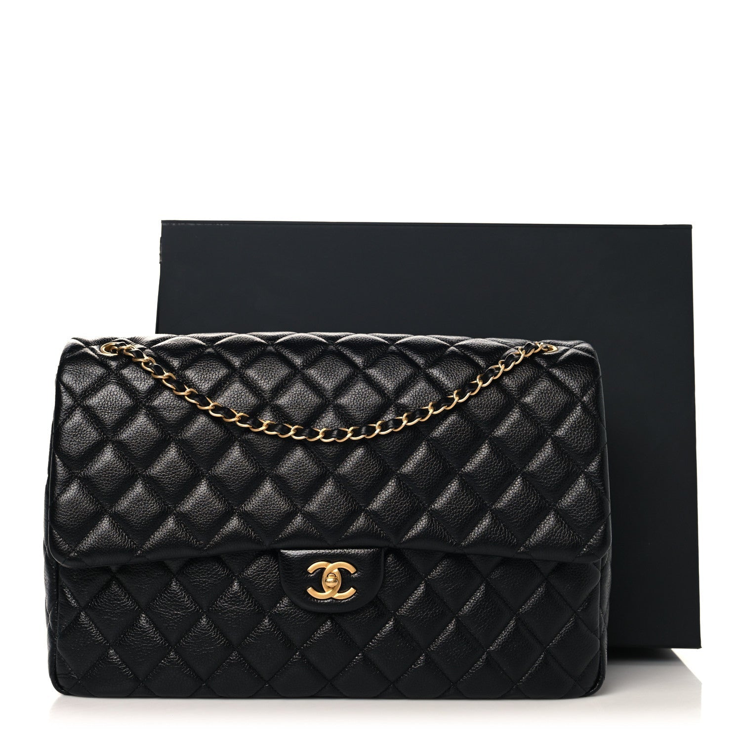 Caviar Quilted XXL Travel Flap Bag Black