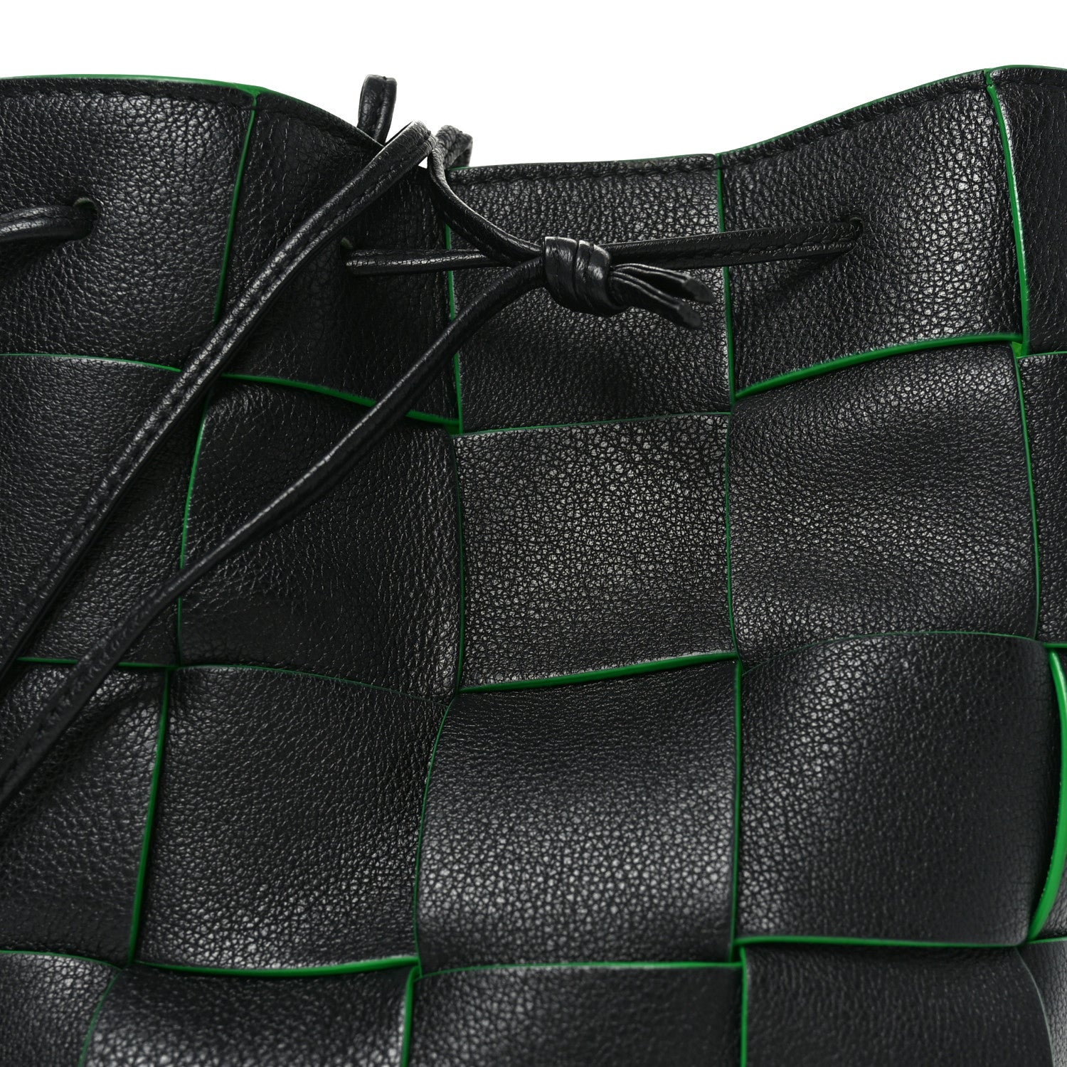 Nappa Maxi Intrecciato Mini Cassette Bucket Bag Black Parakeet