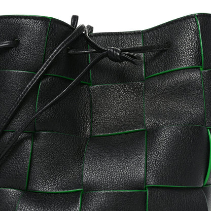 Nappa Maxi Intrecciato Mini Cassette Bucket Bag Black Parakeet