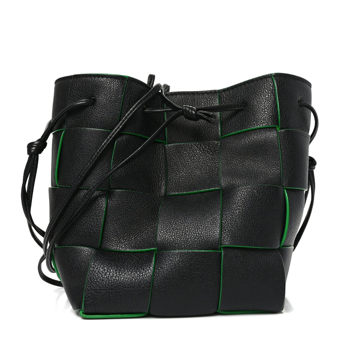 Nappa Maxi Intrecciato Mini Cassette Bucket Bag Black Parakeet