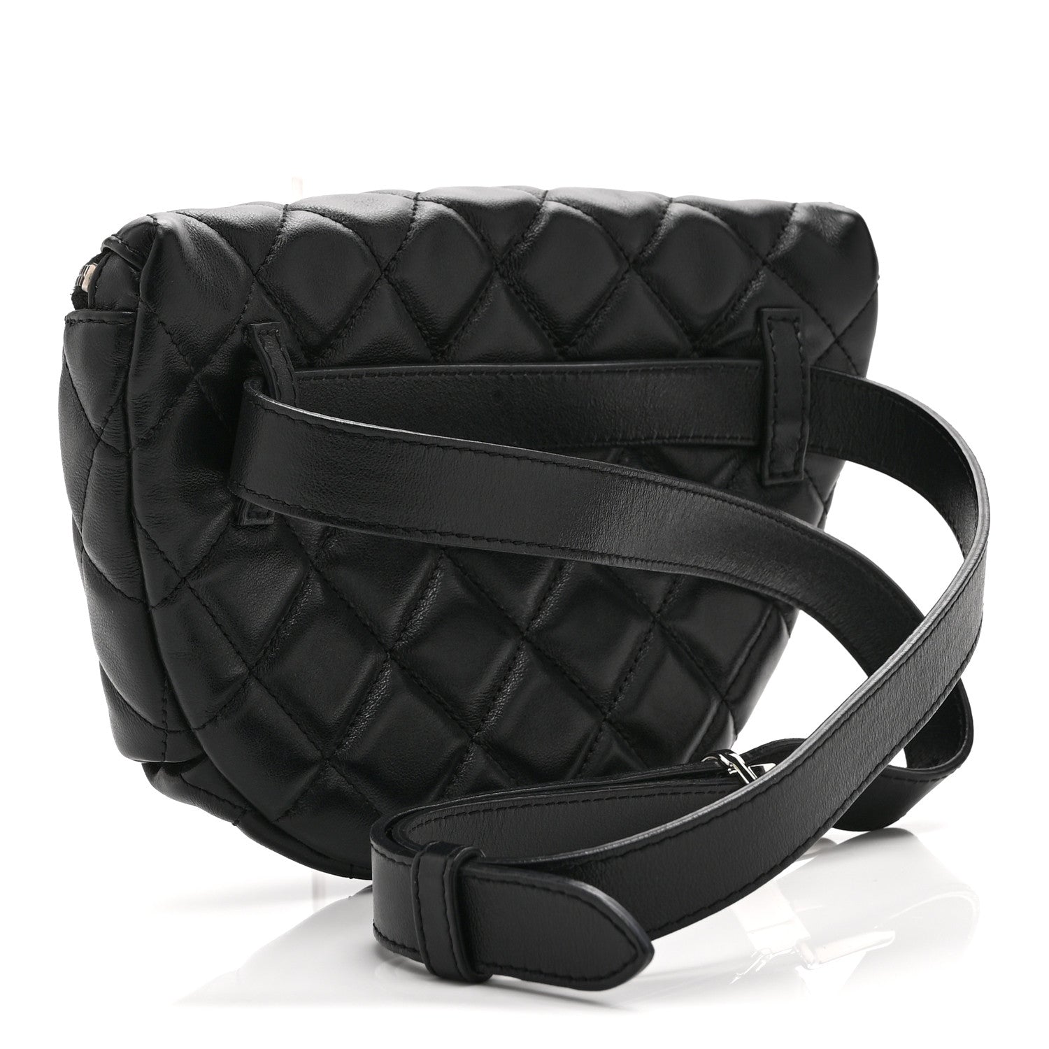 Calfskin Quilted Uniform Waist Belt Bag Black