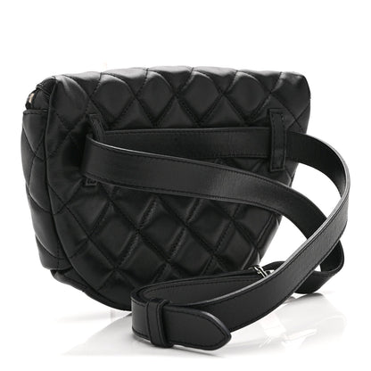 Calfskin Quilted Uniform Waist Belt Bag Black
