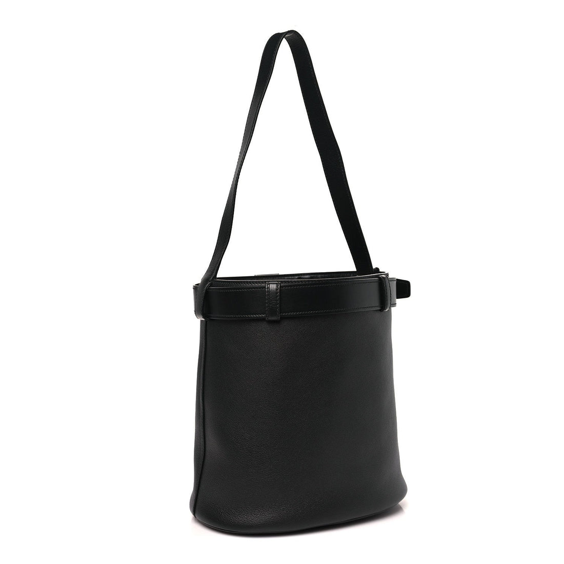 Soft Grained Vitello Daino Secchiello Bucket Bag Black