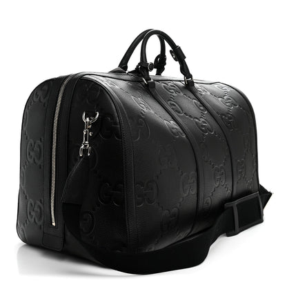 Piuma Calfskin Jumbo GG Embossed Large Duffle Bag Black
