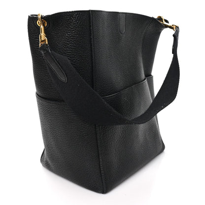 Soft Grained Calfskin Sangle Bucket Bag Black