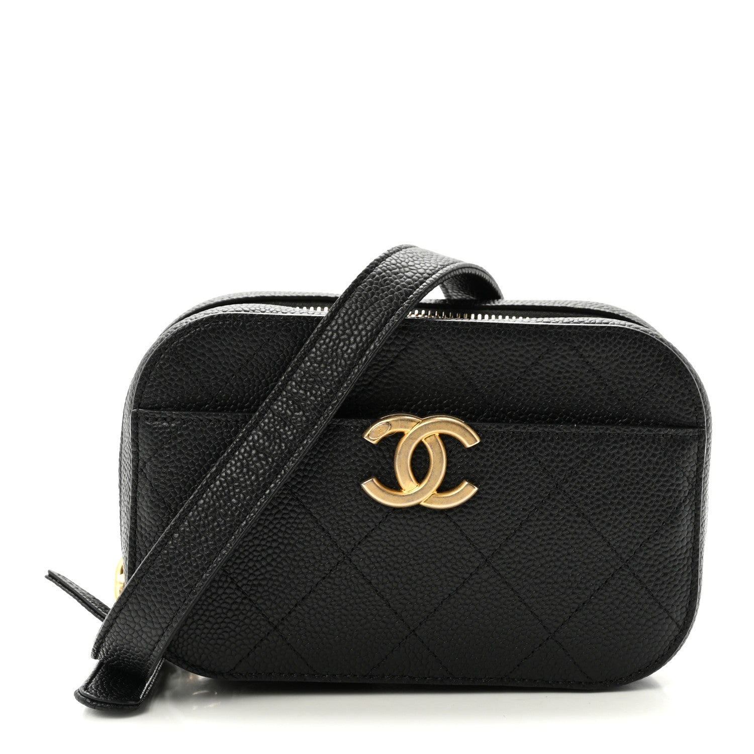 Caviar Quilted Waist Bag Black