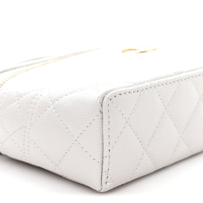 Caviar Quilted Trendy Handle Slim Vanity Light Grey