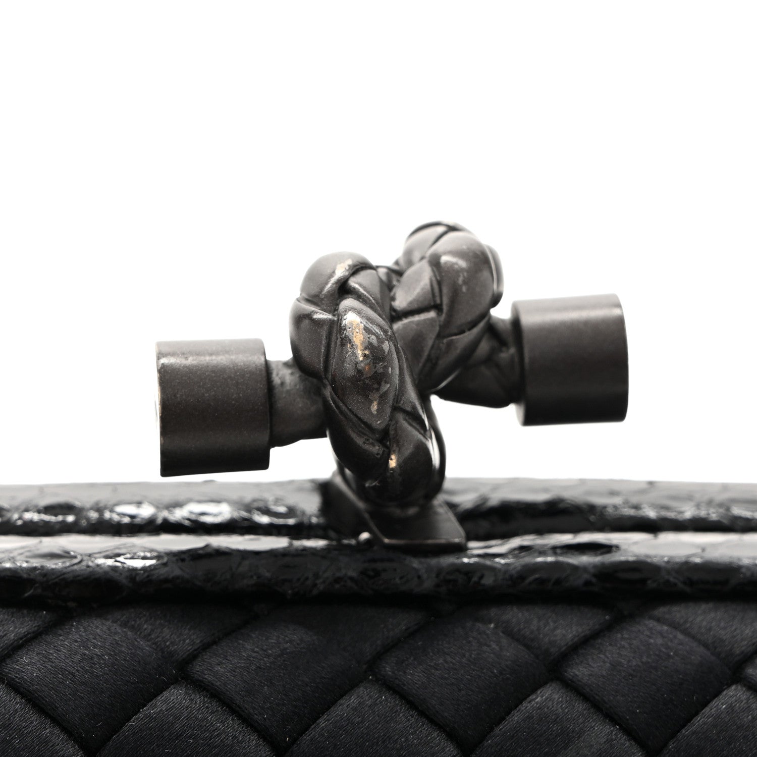 Satin Ayers Intreccio Impero Stretch Knot Clutch Black