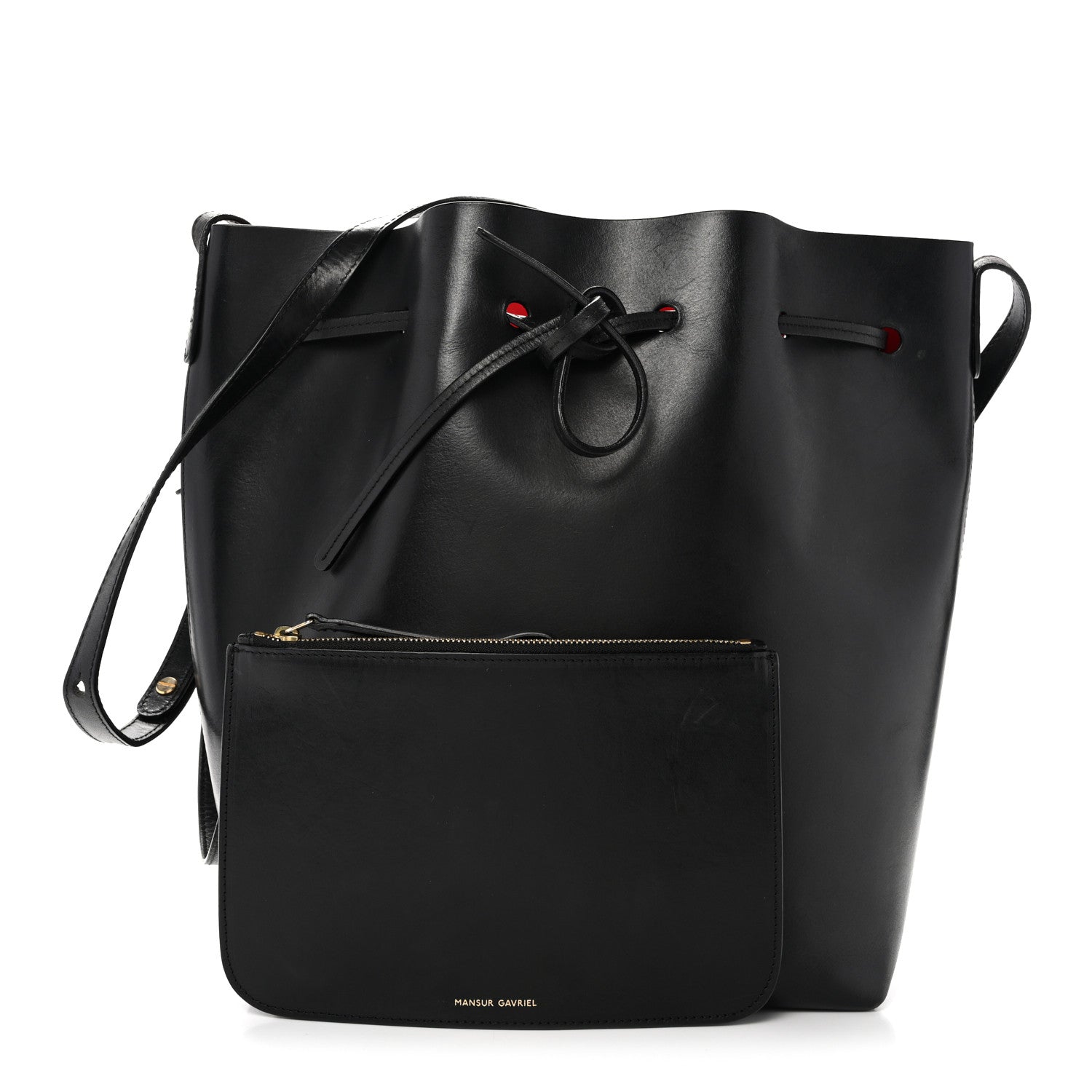 Vegetable Tanned Calfskin Bucket Bag Black Flamma