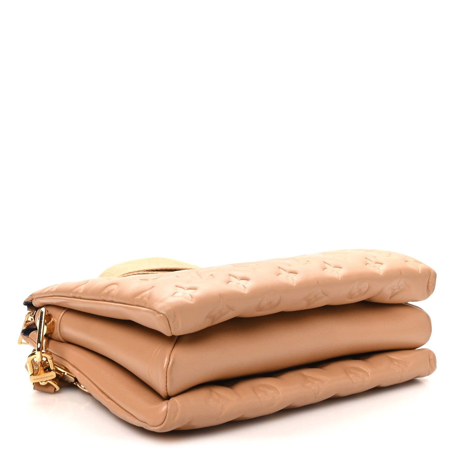 Lambskin Embossed Monogram Coussin PM Camel