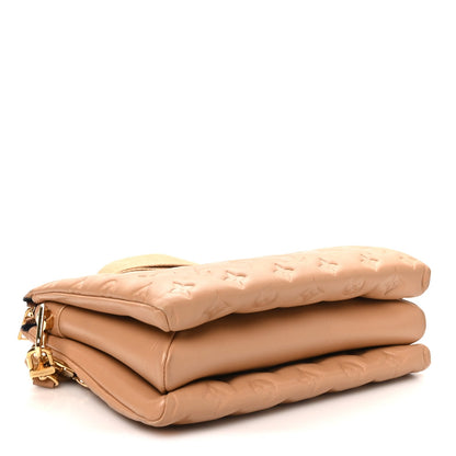 Lambskin Embossed Monogram Coussin PM Camel