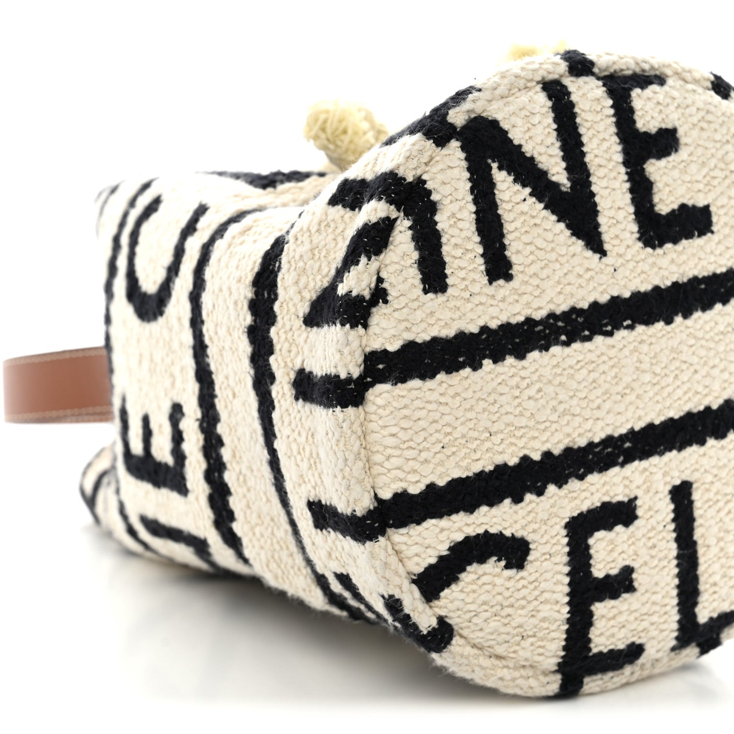 Canvas Drawstring Logo Bucket Bag White Black