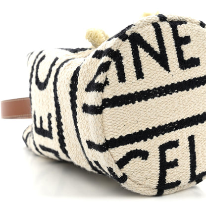 Canvas Drawstring Logo Bucket Bag White Black