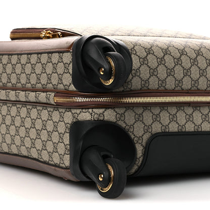 GG Supreme Monogram Azalea Calfskin Retro Interlocking G Small Savoy Cabin Trolley Beige Ebony Brown Sugar